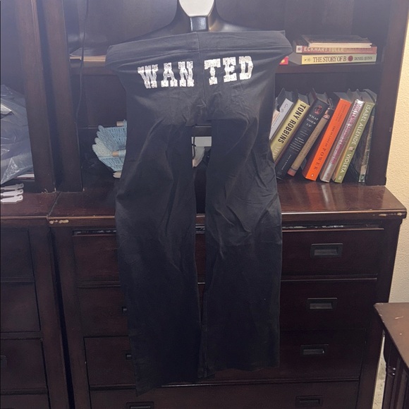 Planet gold Navy blue tie front rhinestone  'Wanted' pants medium - Picture 3 of 6